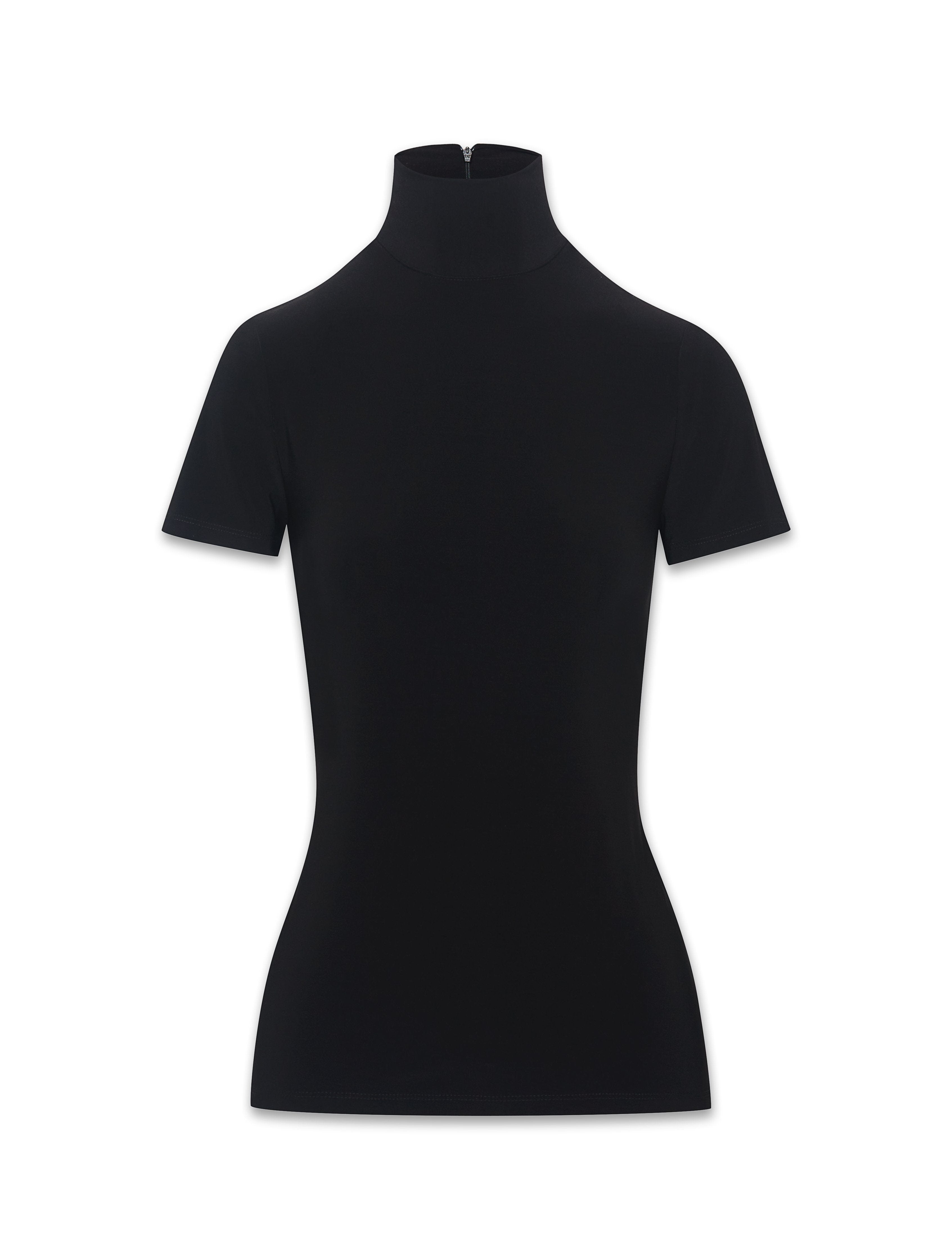 Short Sleeve Mock Neck Knit Top - Anne Klein Anne Black