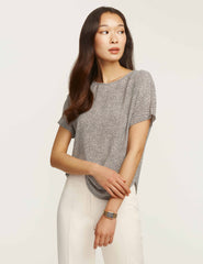 Mini Dot Bateau Blouse in Polyester - Anne Klein Anne White/Anne Black