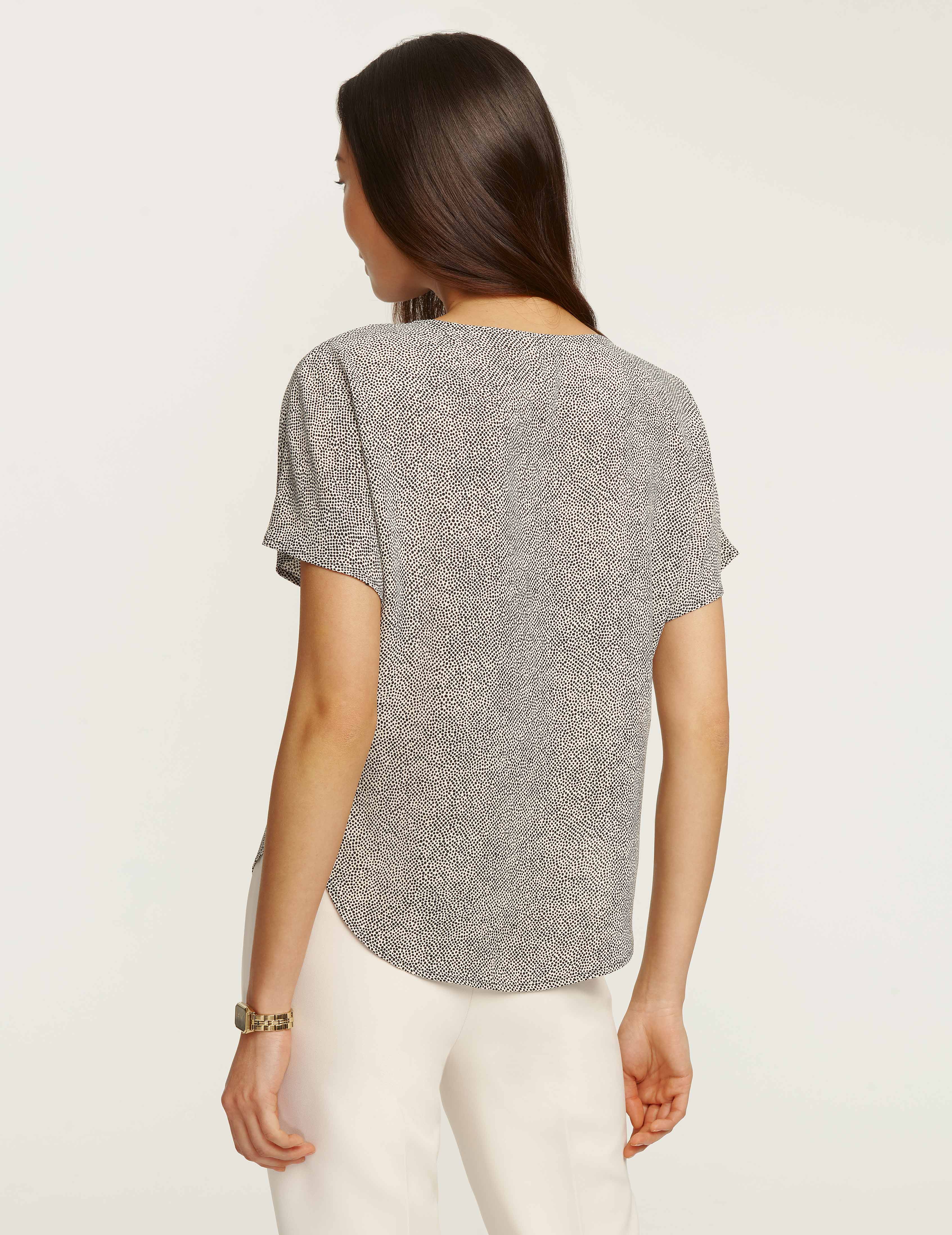 Mini Dot Bateau Blouse in Polyester - Anne Klein Anne White/Anne Black