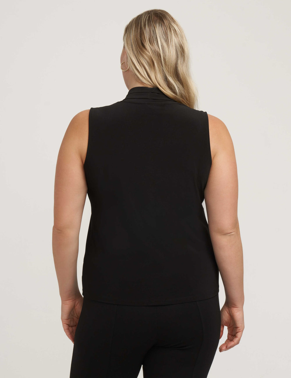 Plus Size Triple Pleat Sleeveless Top - Anne Klein Anne Black