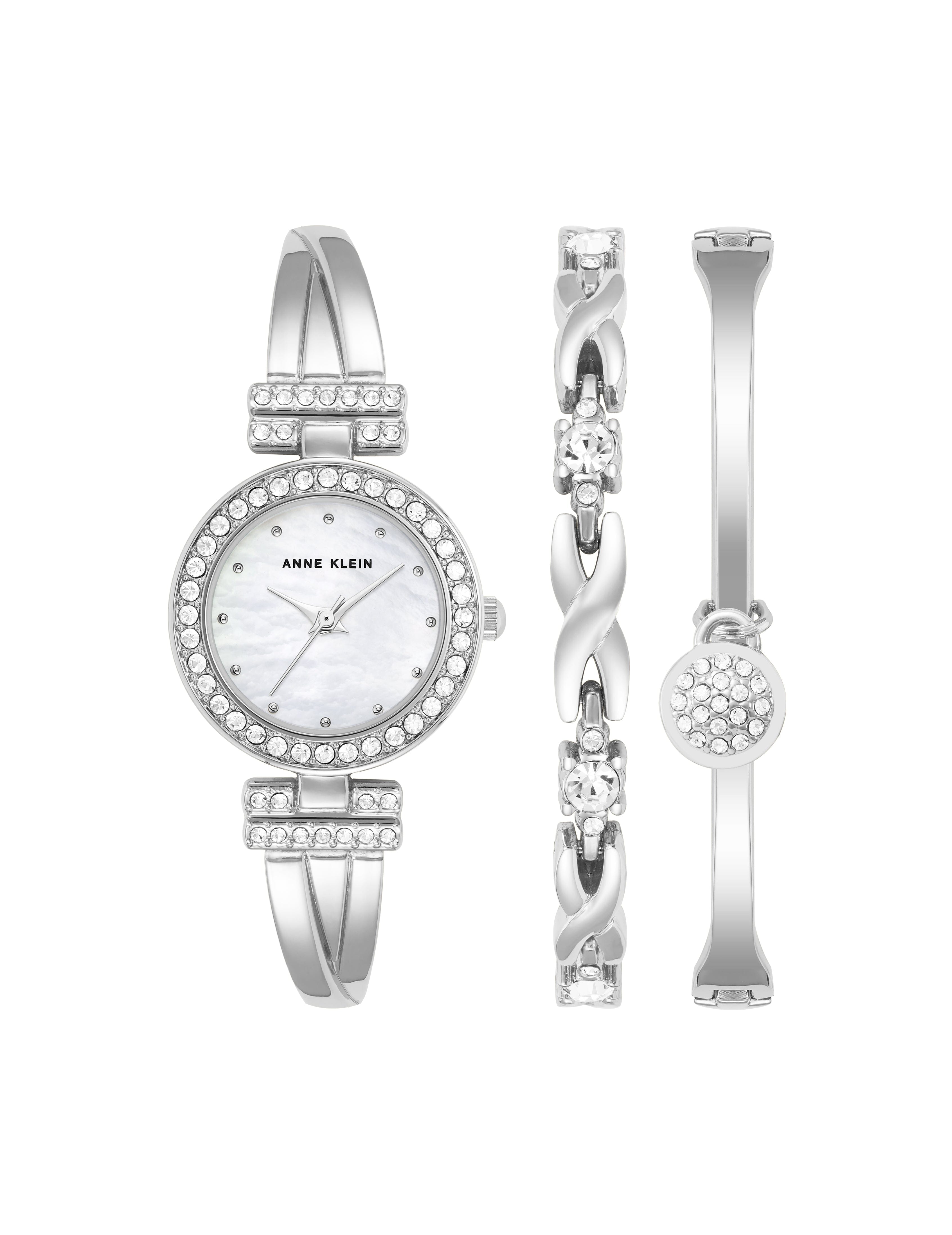 Watch & Bracelet Set - Elegance & Precision - Anne Klein Silver-Tone