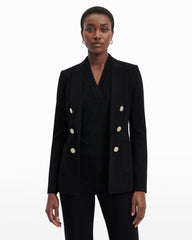 Double Breasted Blazer with Patch Pockets - Anne Klein Anne Black