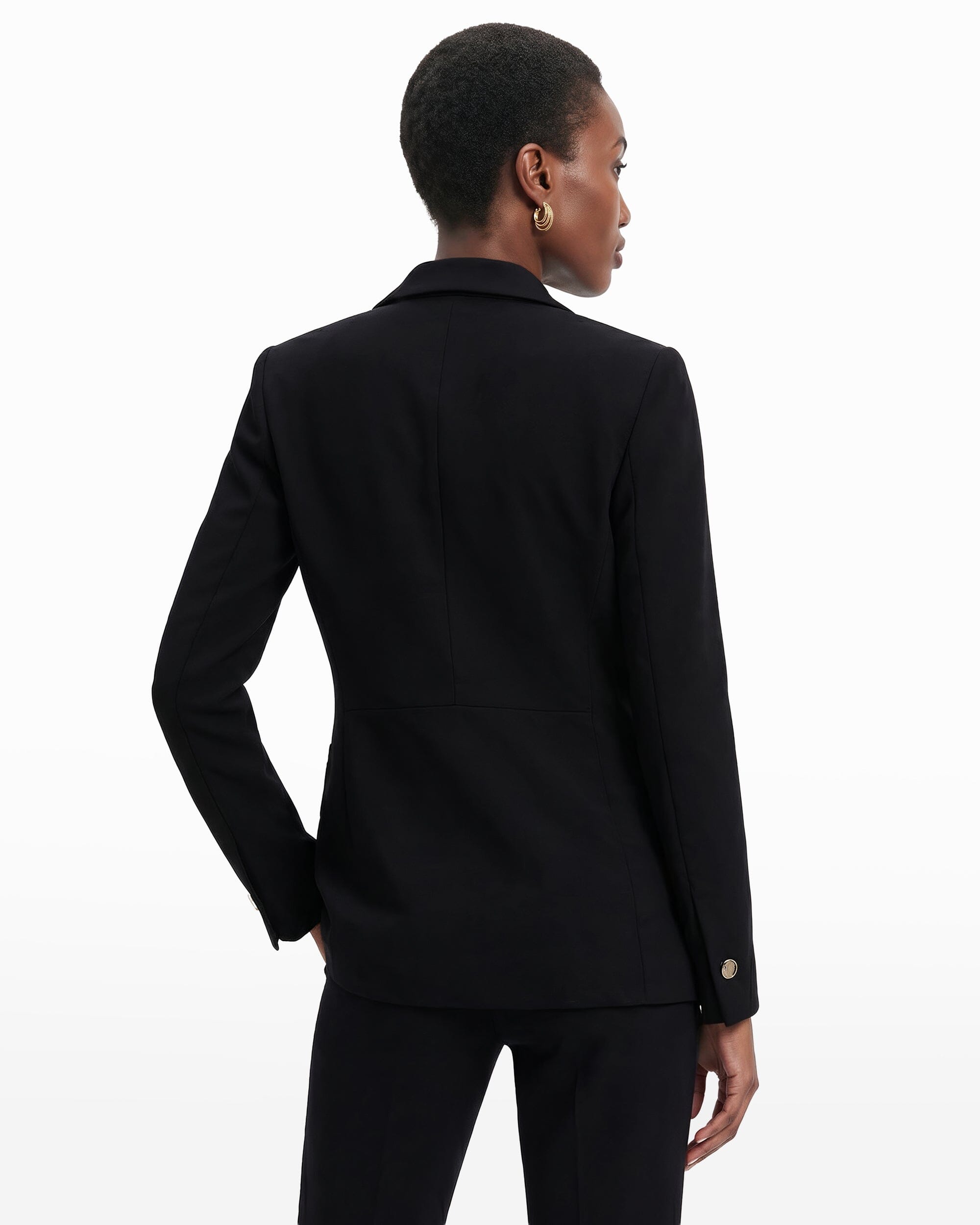 Double Breasted Blazer with Patch Pockets - Anne Klein Anne Black