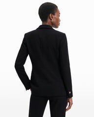 Double Breasted Blazer with Patch Pockets - Anne Klein Anne Black