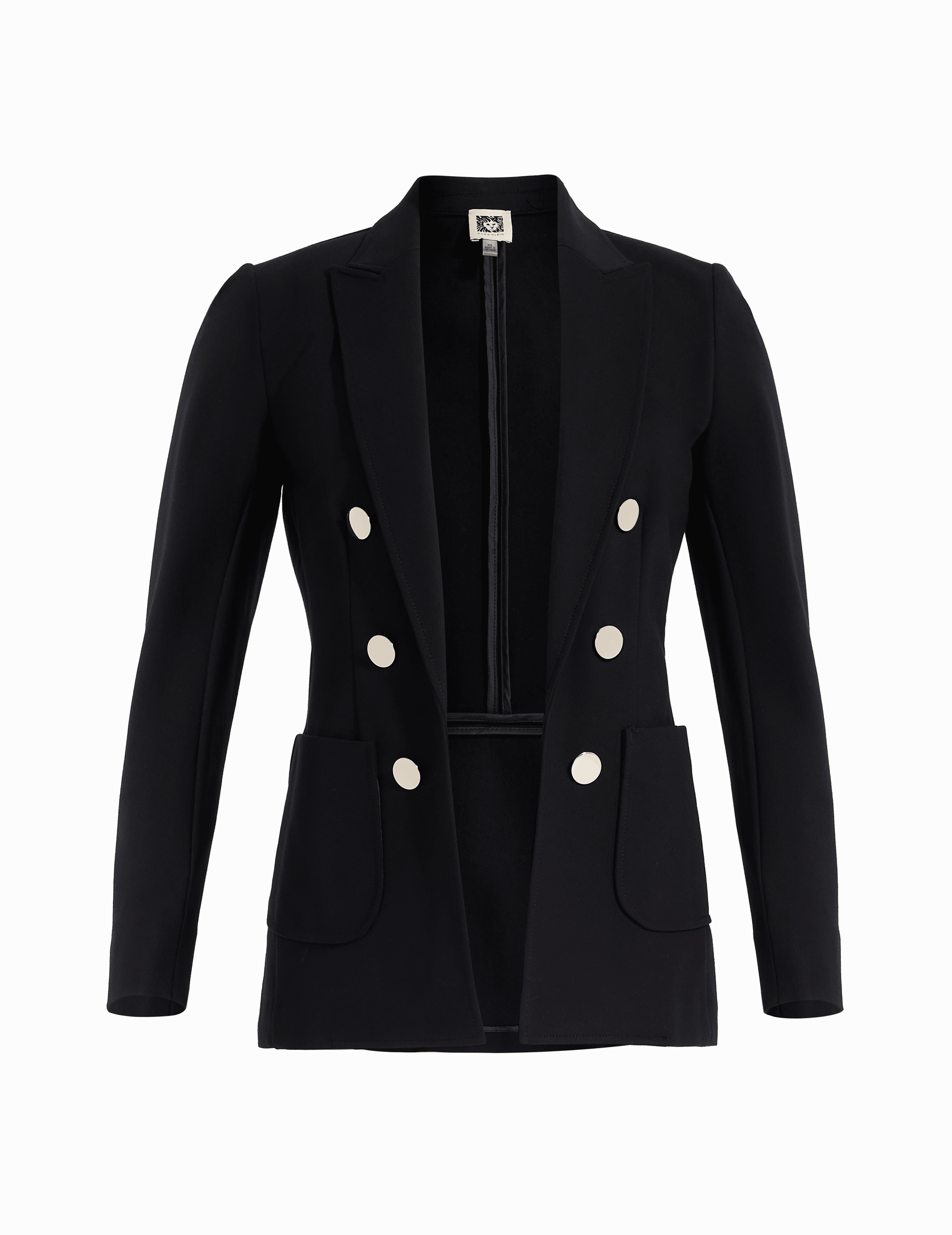 Double Breasted Blazer with Patch Pockets - Anne Klein Anne Black