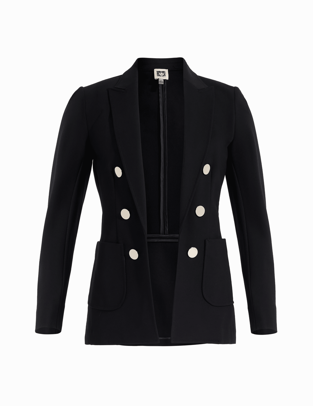 Double Breasted Blazer with Patch Pockets - Anne Klein Anne Black
