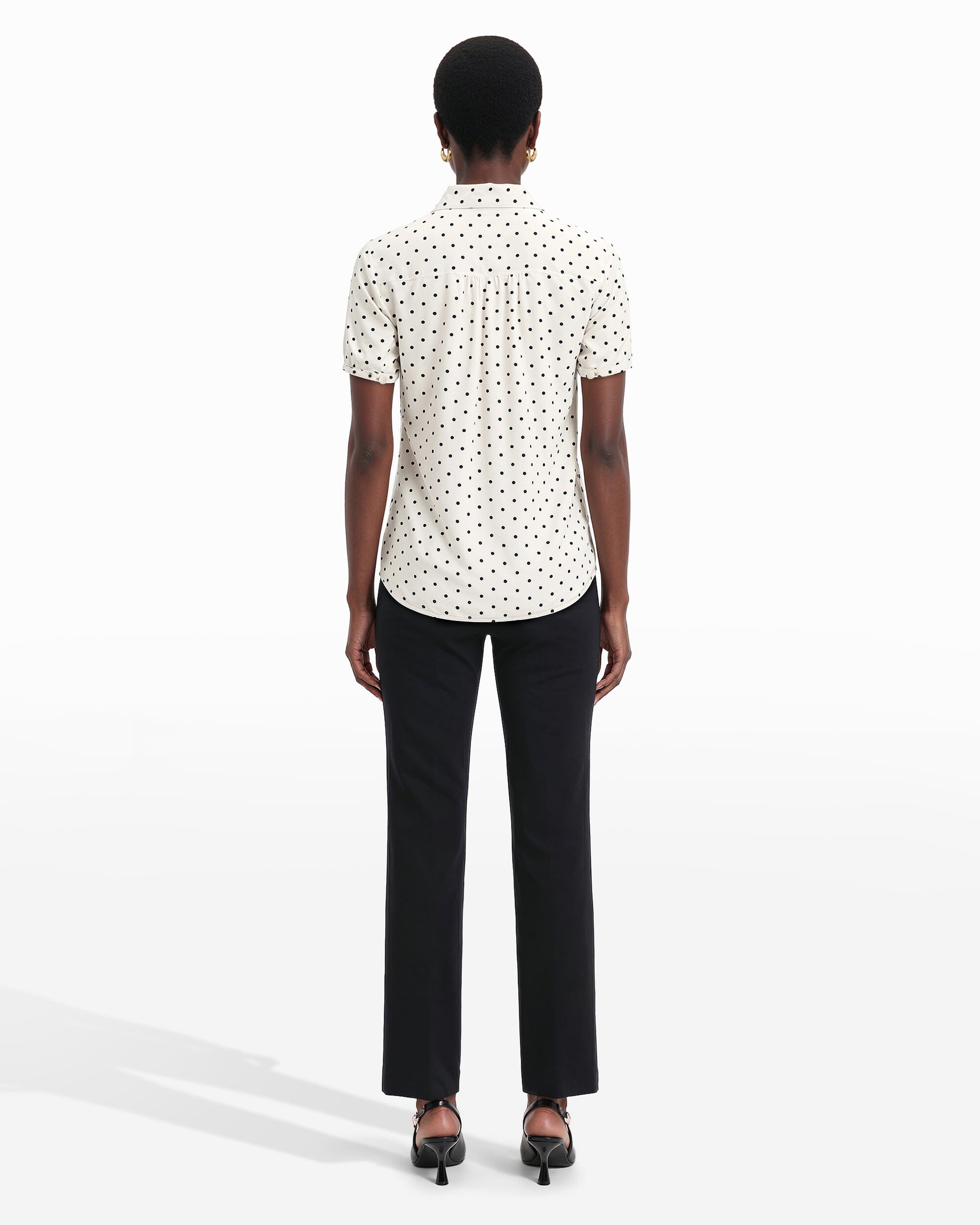 Polka Dot Cap Sleeve Blouse - Anne Klein Anne White/Anne Black