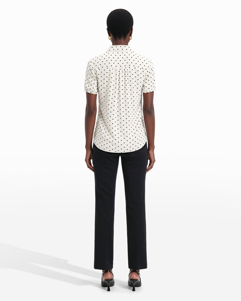 Polka Dot Cap Sleeve Blouse - Anne Klein Anne White/Anne Black