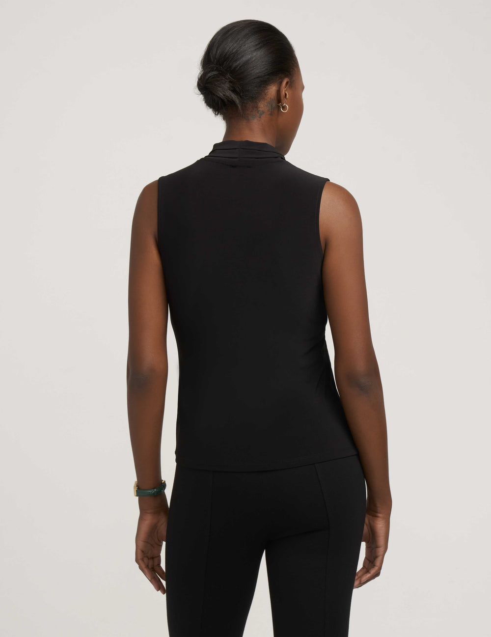 Petite V-Neck Triple Pleat Top - Anne Klein Anne Black