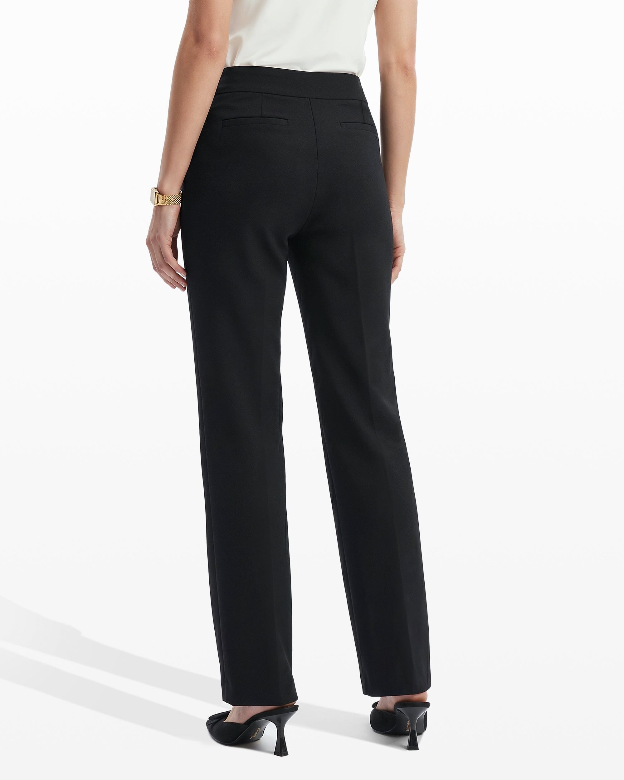 Pull On Straight Leg Trouser with Pockets - Anne Klein Anne Black