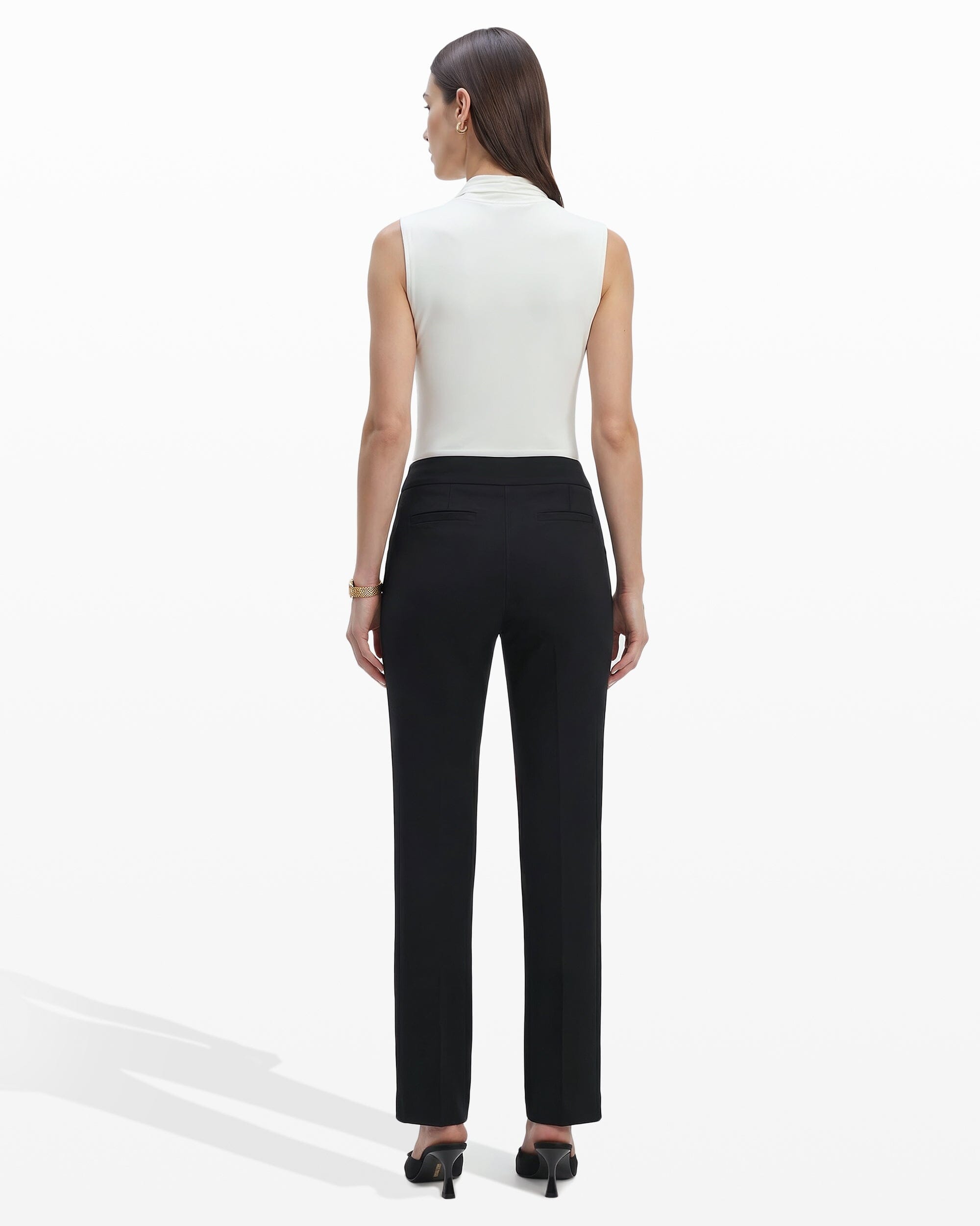 Pull On Straight Leg Trouser with Pockets - Anne Klein Anne Black