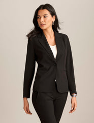 Notch Collar Blazer with Princess Seams - Anne Klein Anne Black
