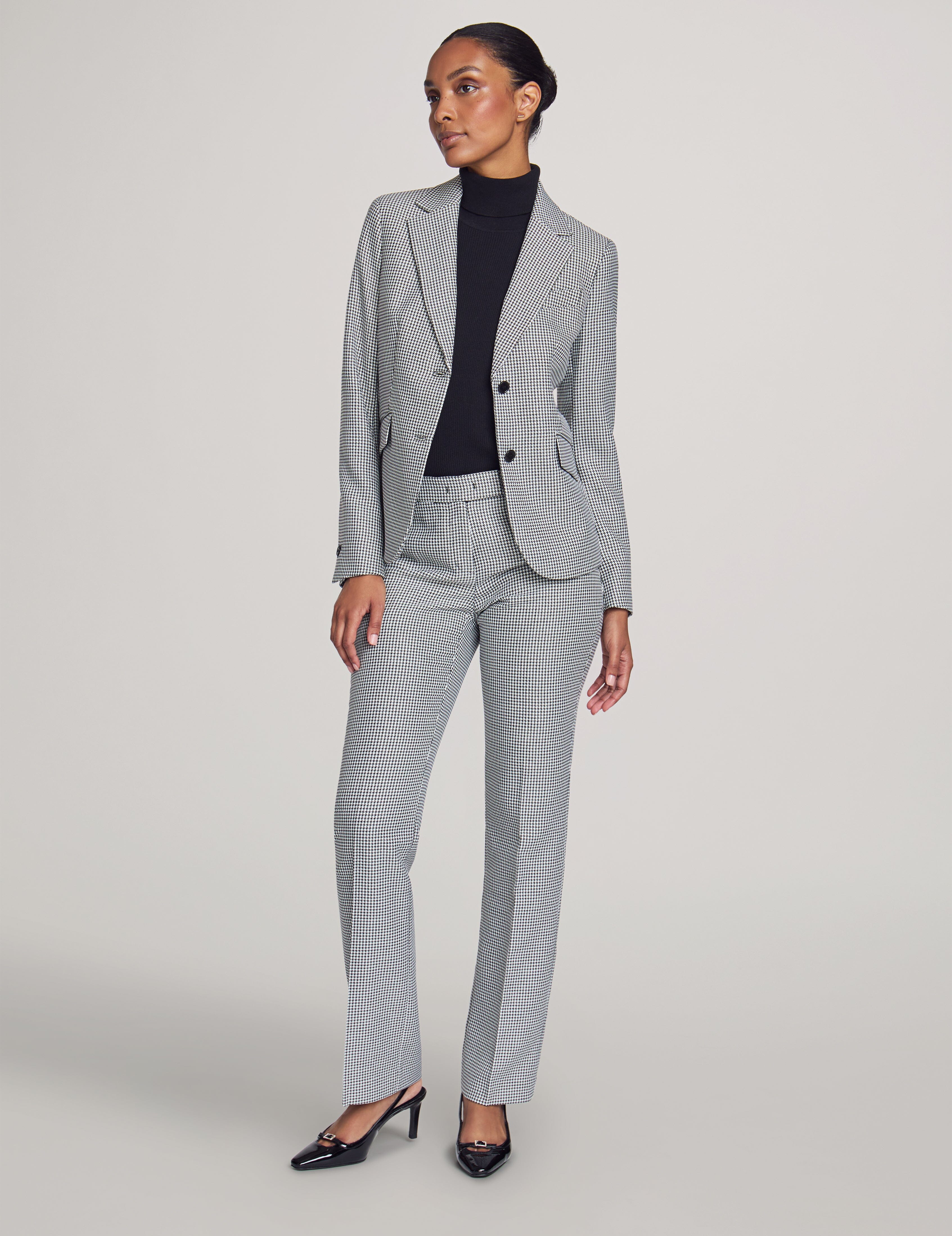 Houndstooth Skirt Suit Set, 3-Piece - Anne Klein Anne Black Combo