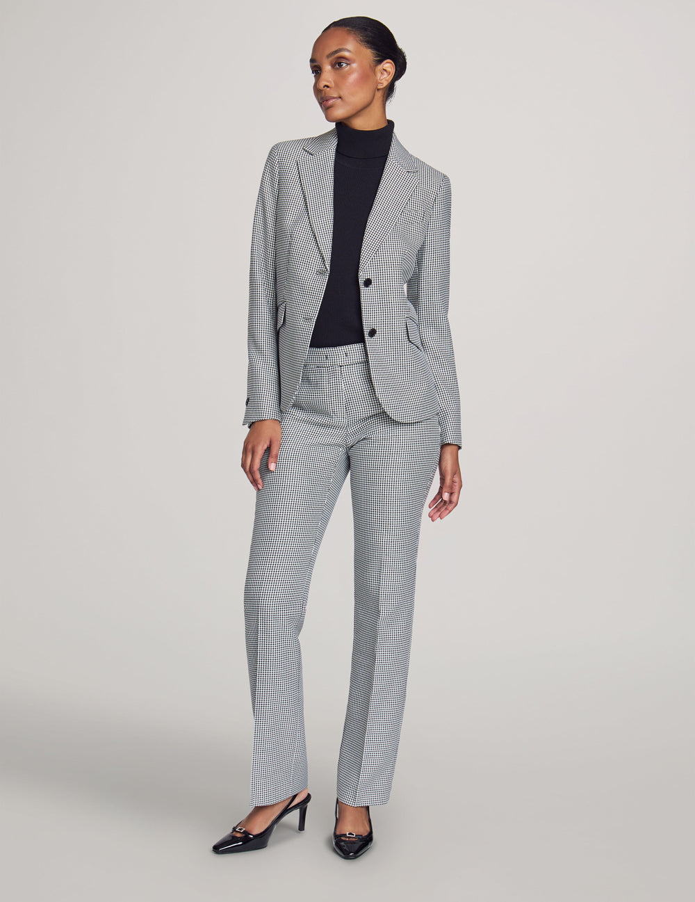 Houndstooth Skirt Suit Set, 3-Piece - Anne Klein Anne Black Combo