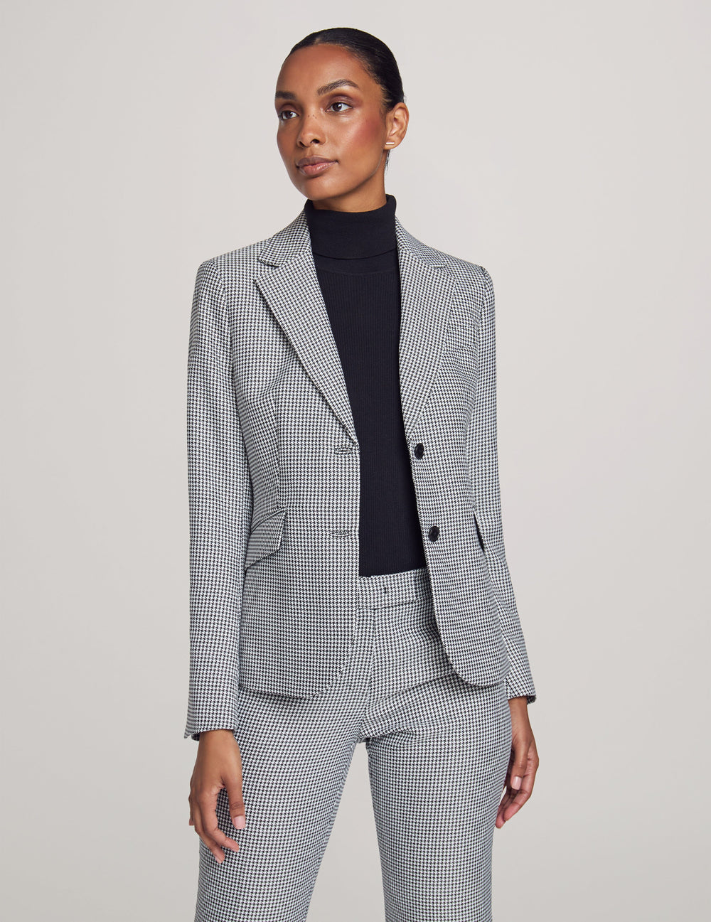 Houndstooth Skirt Suit Set, 3-Piece - Anne Klein Anne Black Combo