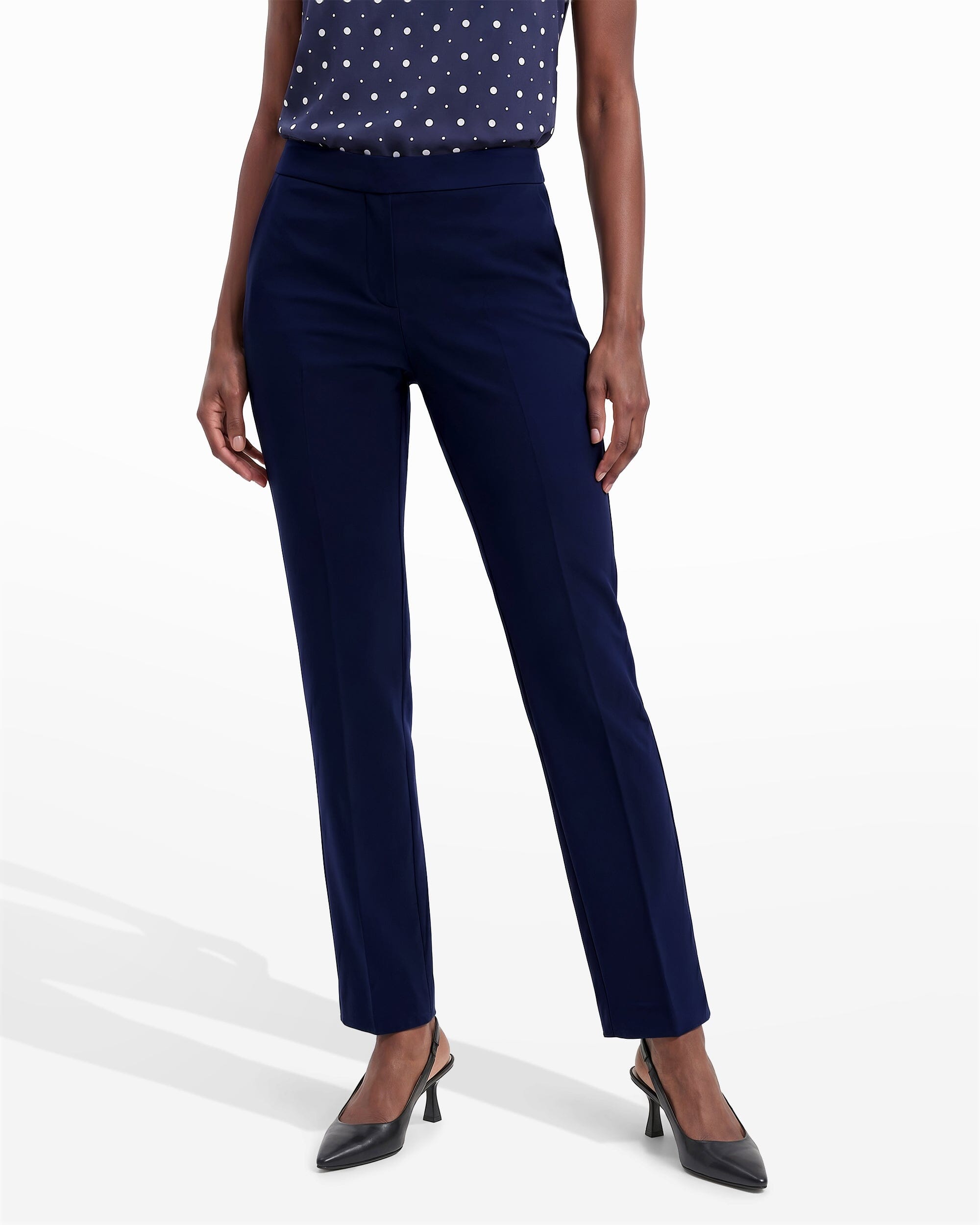 Pull On Straight Leg Trouser with Pockets - Anne Klein Distant Mountain