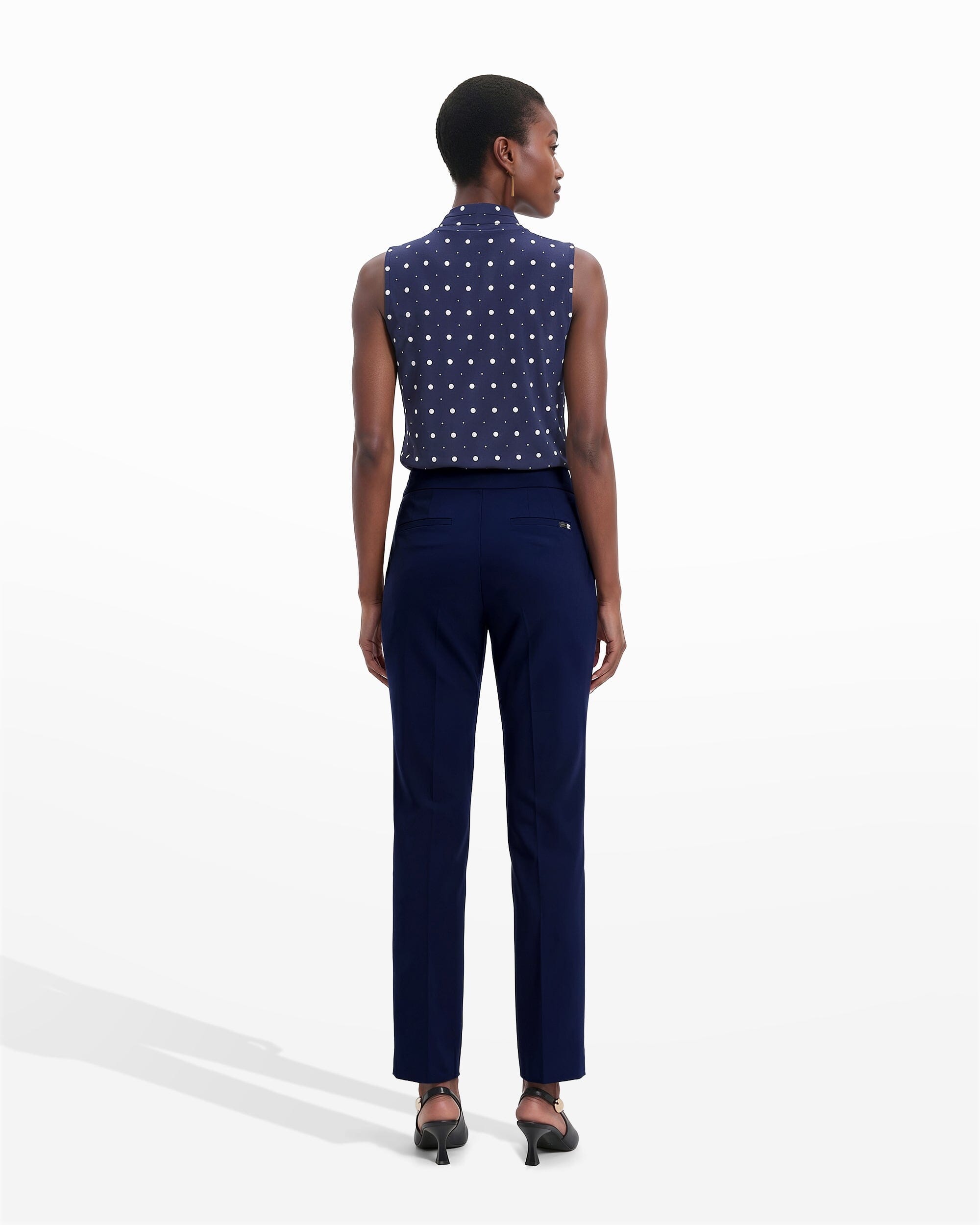 Pull On Straight Leg Trouser with Pockets - Anne Klein Distant Mountain