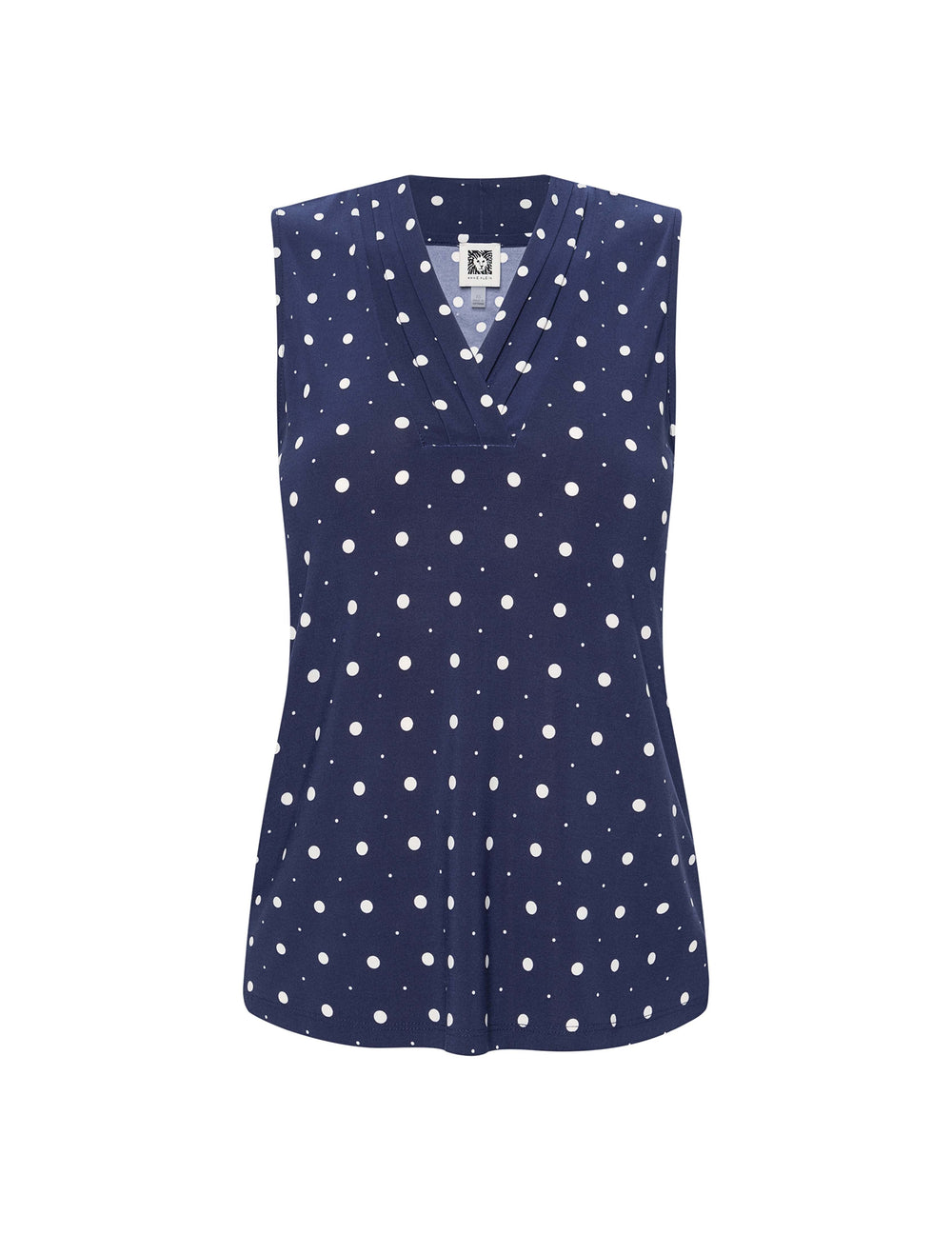Printed Sleeveless V-Neck Pleat Top - Anne Klein Dstnt Mt/Anne White
