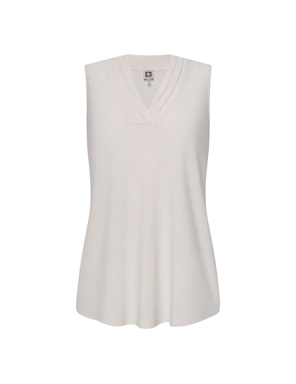 Plus Size Sleeveless V-Neck Pleat Top - Anne Klein Anne White