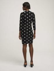 Petite Dot Print Faux Wrap Dress - Anne Klein Anne Black/Anne White
