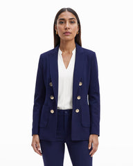 Faux Double Breasted Blazer with Patch Pockets - Anne Klein Distant Mountain