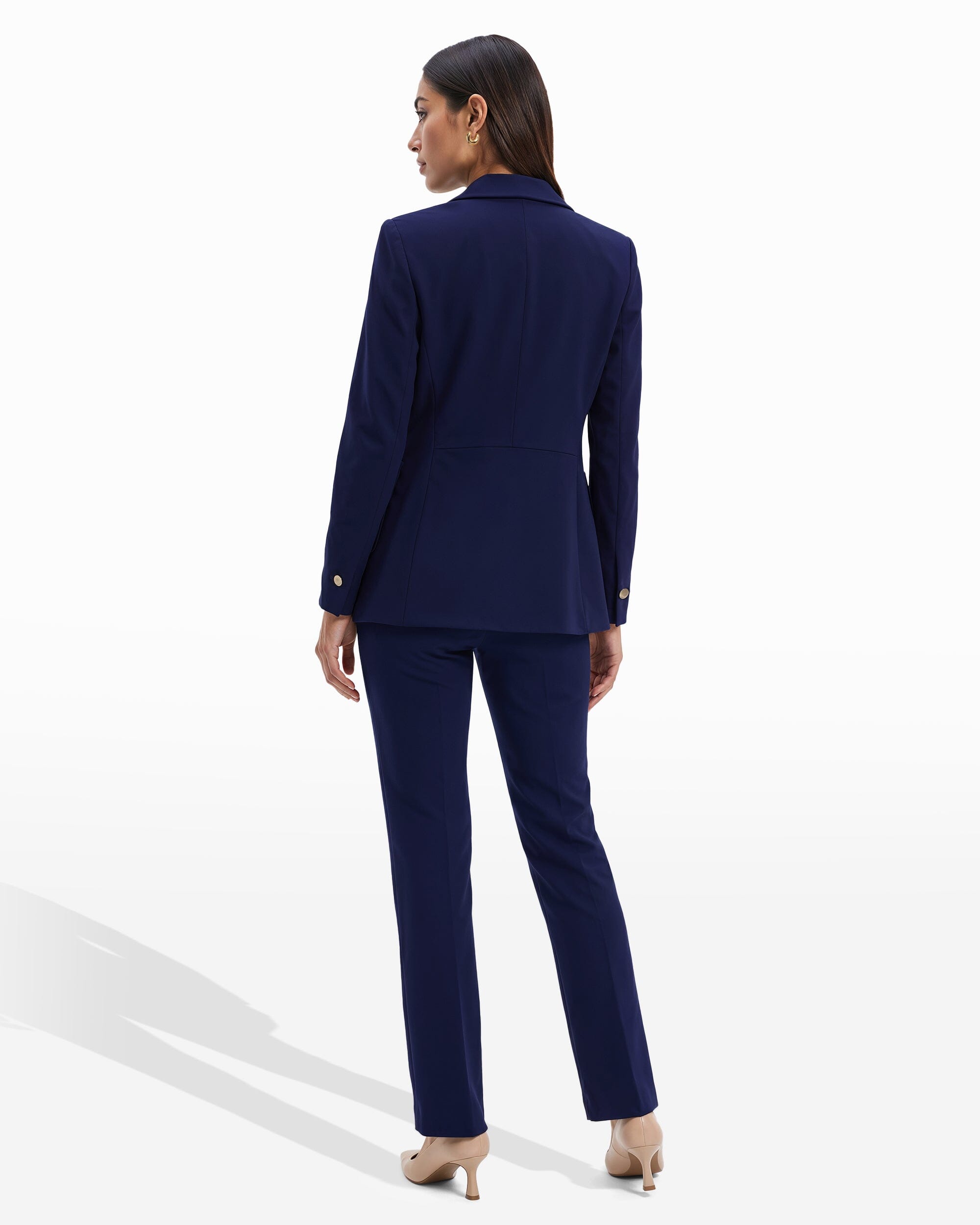 Faux Double Breasted Blazer with Patch Pockets - Anne Klein Distant Mountain