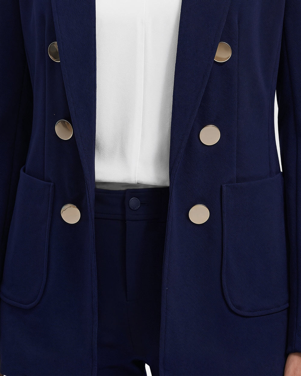 Faux Double Breasted Blazer with Patch Pockets - Anne Klein Distant Mountain
