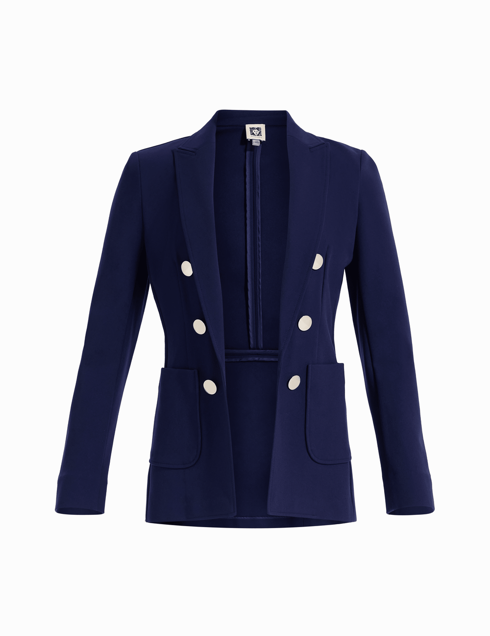 Faux Double Breasted Blazer with Patch Pockets - Anne Klein Distant Mountain