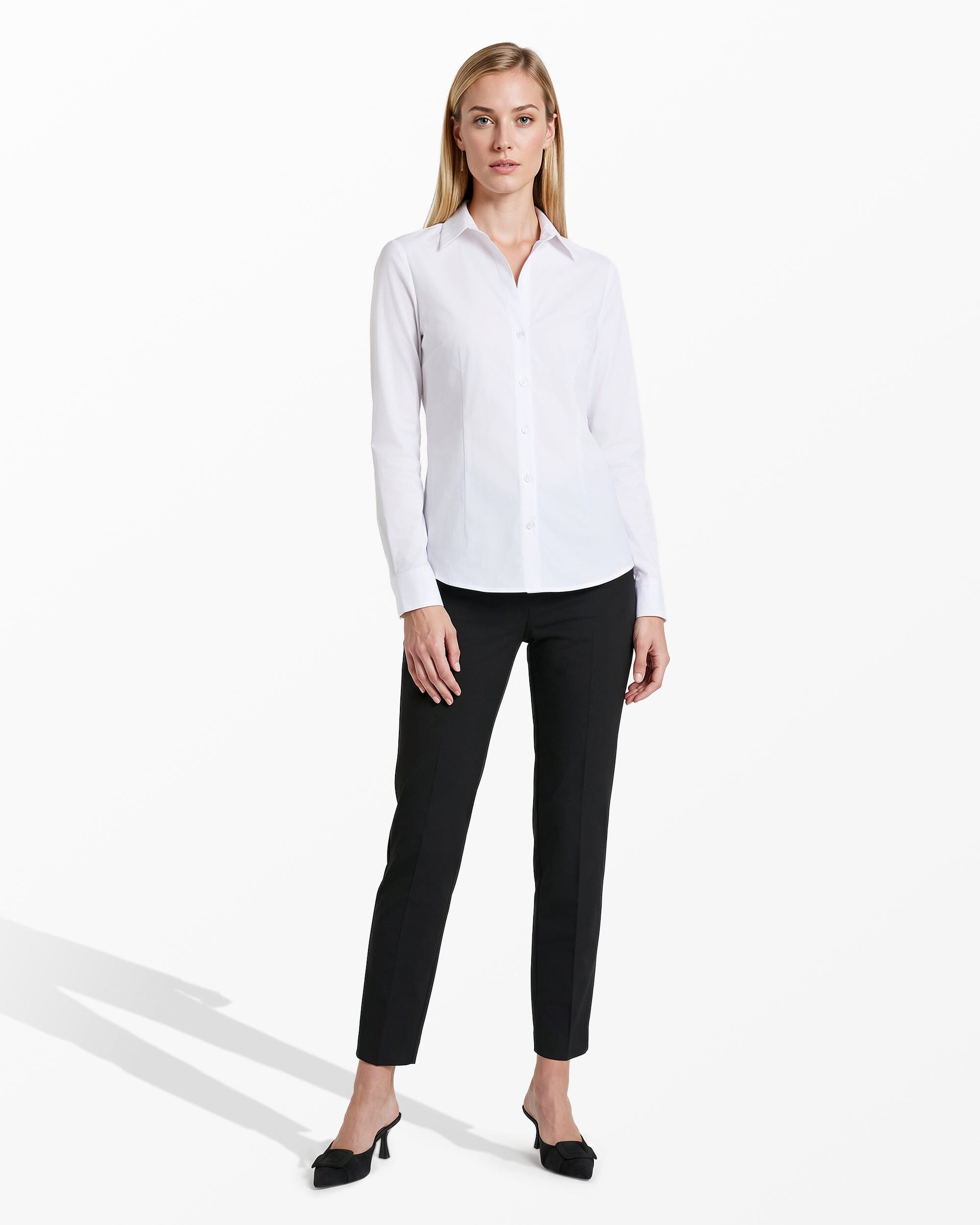 Long Sleeve Button Front Top - Anne Klein Bright White