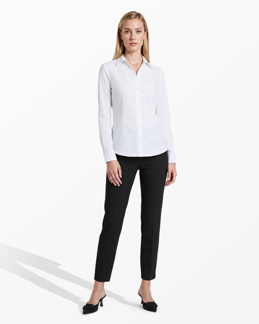 Long Sleeve Button Front Top - Anne Klein Bright White