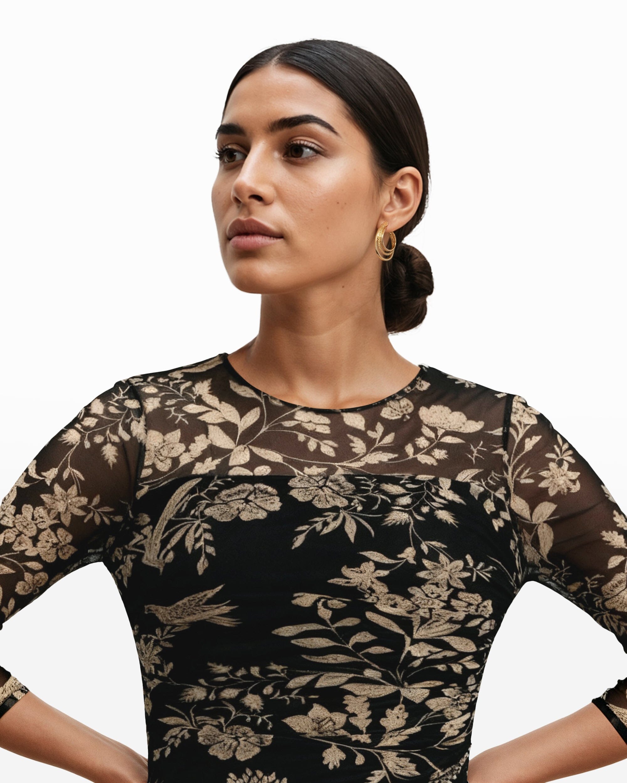 Side Ruched Midi Dress - Anne Klein Anne Black Multi