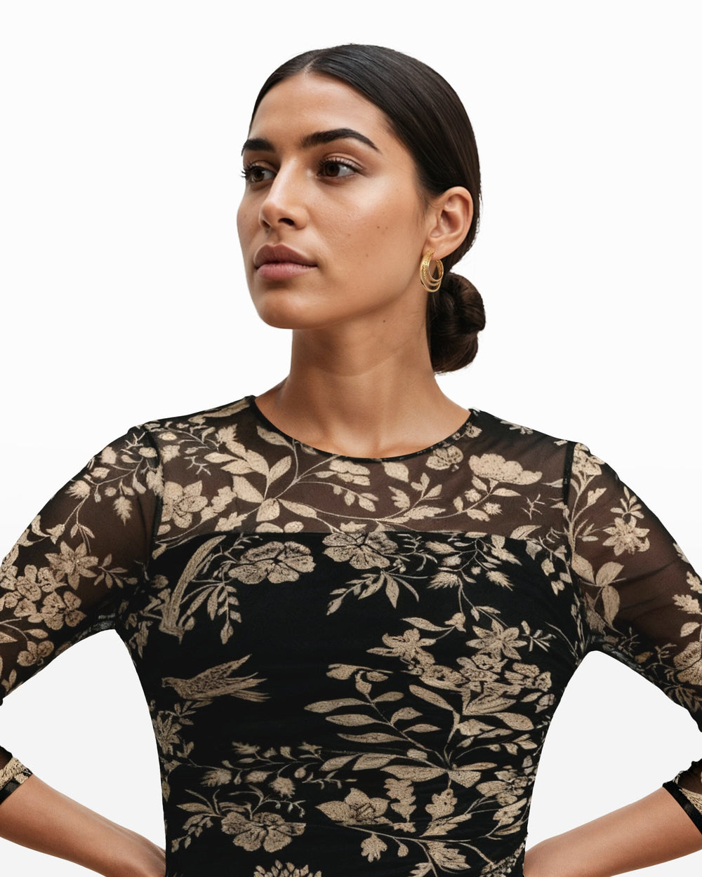 Side Ruched Midi Dress - Anne Klein Anne Black Multi