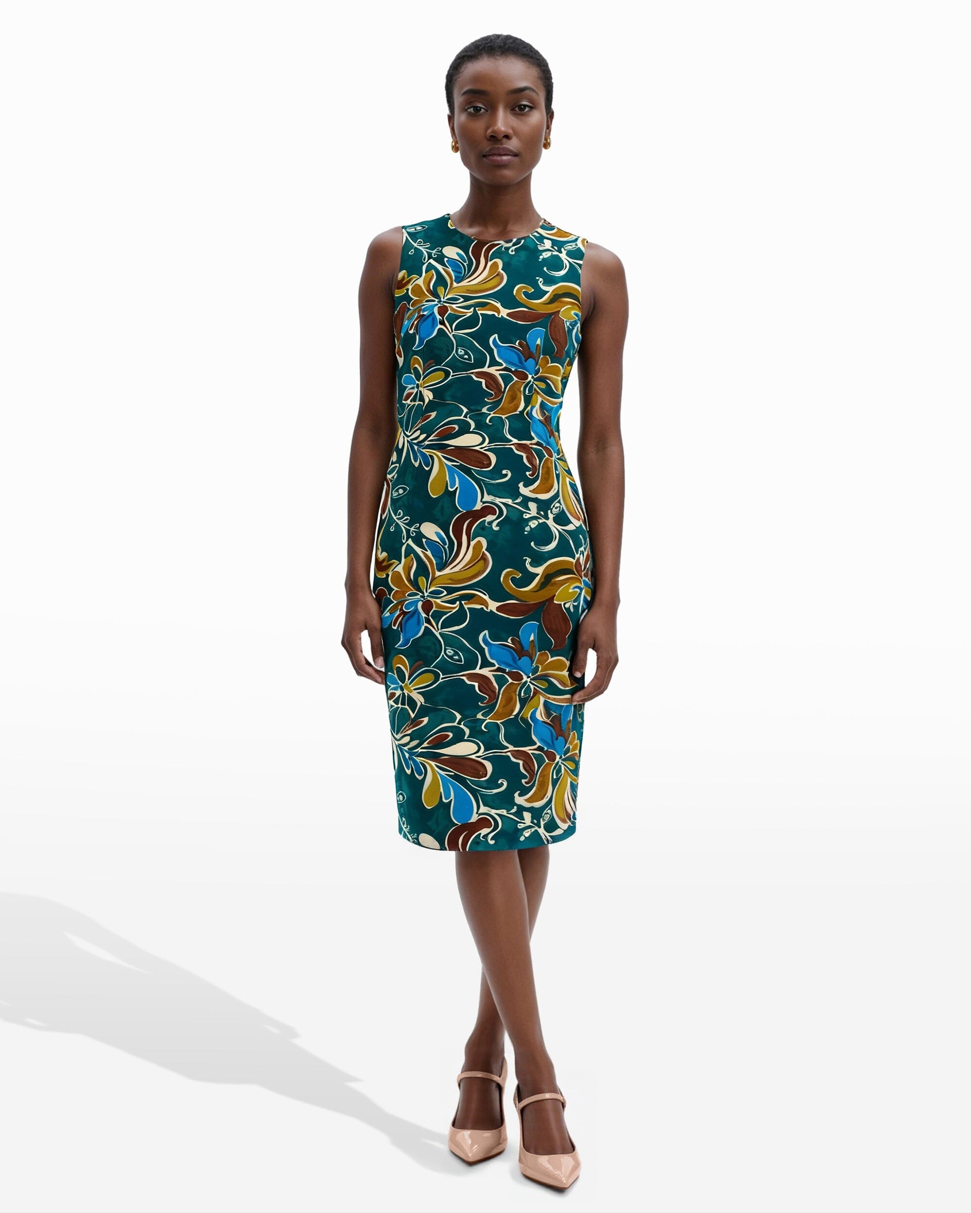 Jewel Neck Sheath - Anne Klein Ink Teal Multi