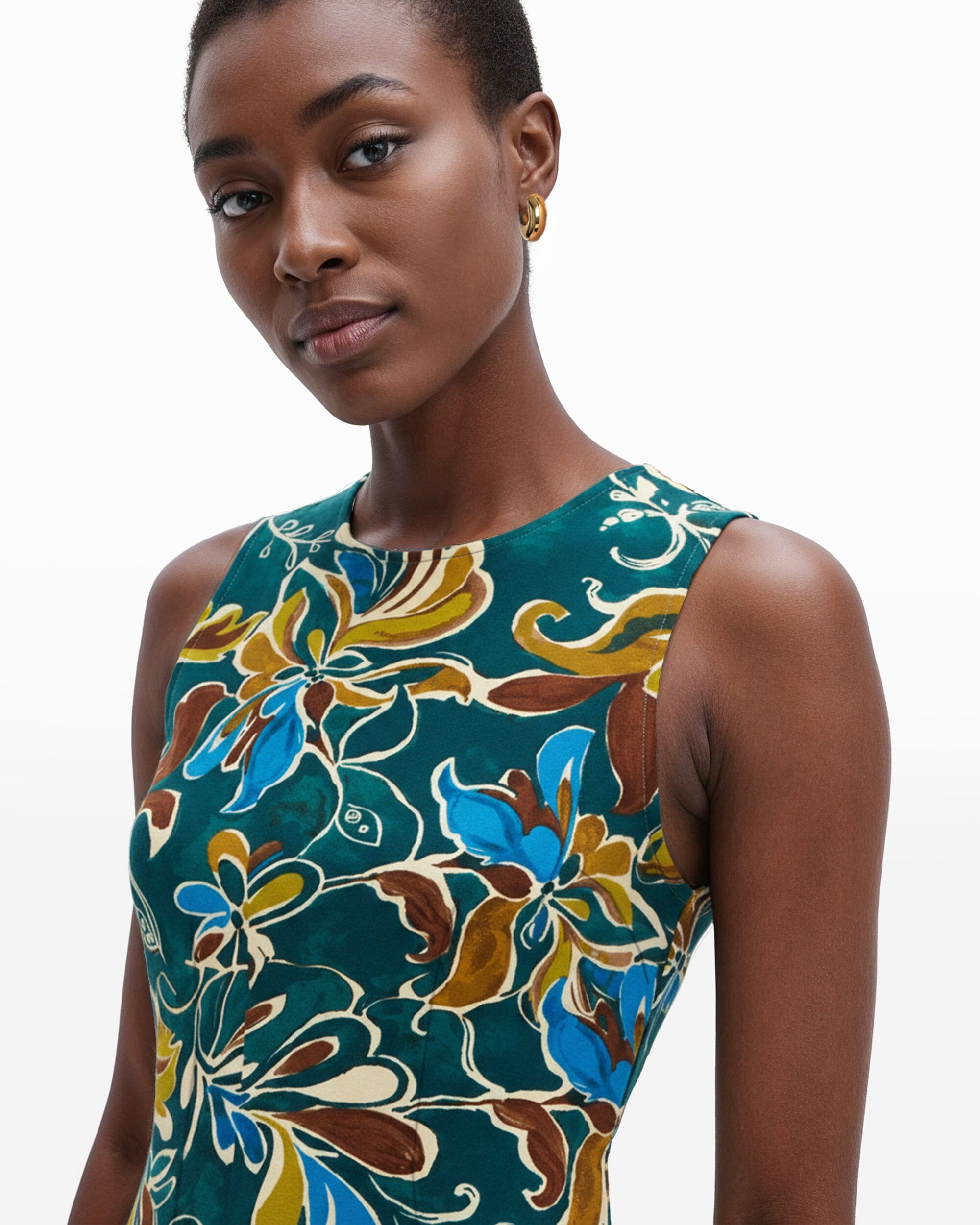 Jewel Neck Sheath - Anne Klein Ink Teal Multi