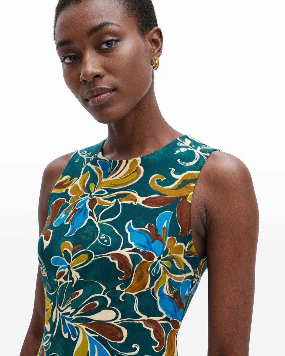 Jewel Neck Sheath - Anne Klein Ink Teal Multi