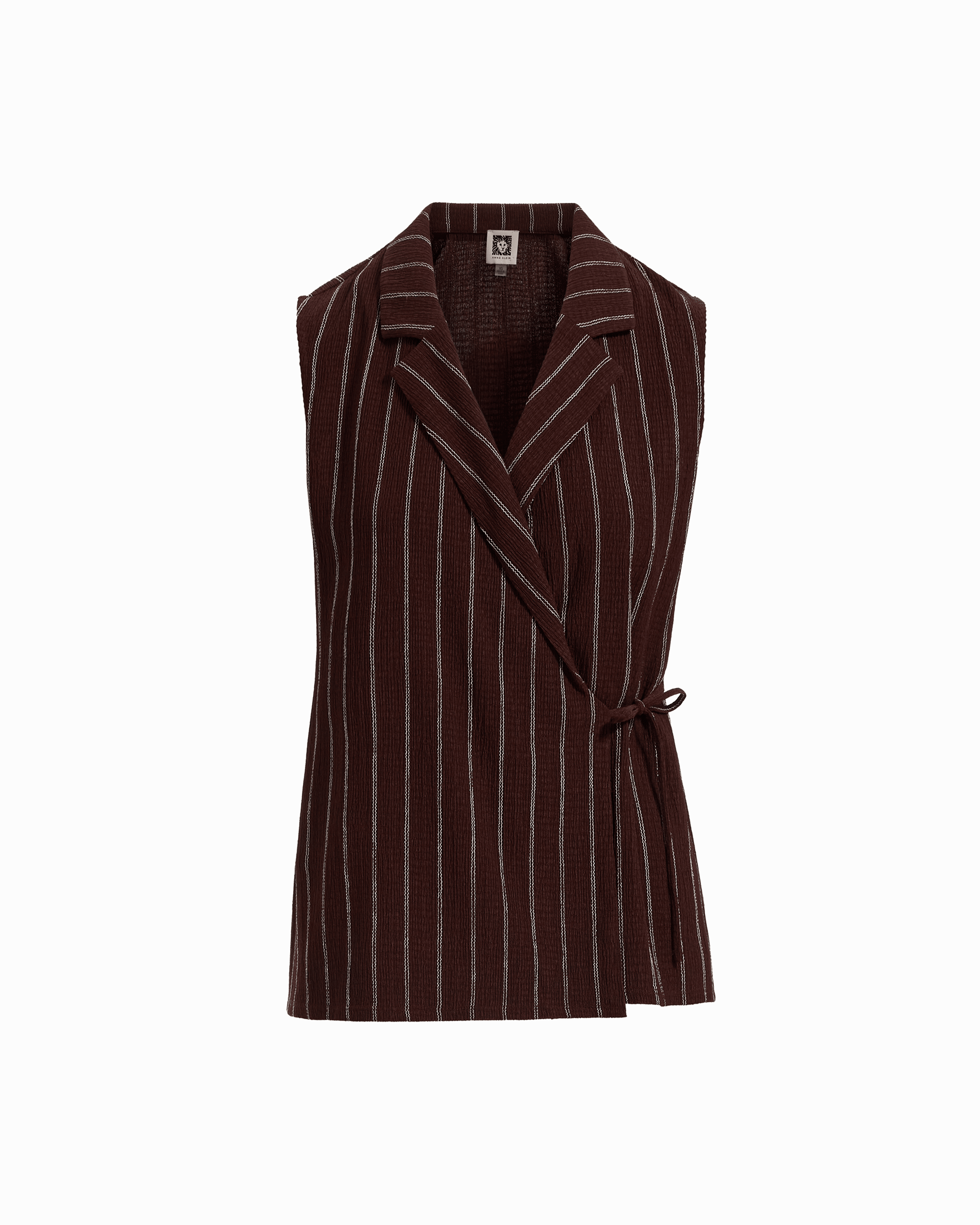 Sleeveless Notch Neck Wrap Top in DK CHOC / WHT DV - Anne Klein DK CHOC/WHT DV