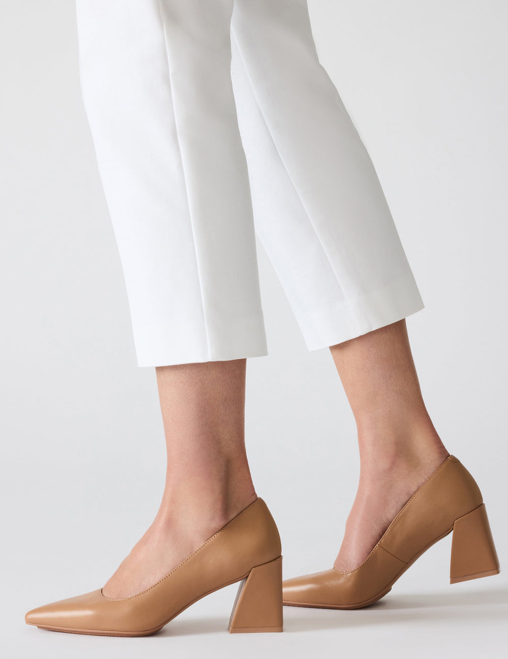 Relena Leather Pump in Nude Leather - Anne Klein Nude Leather