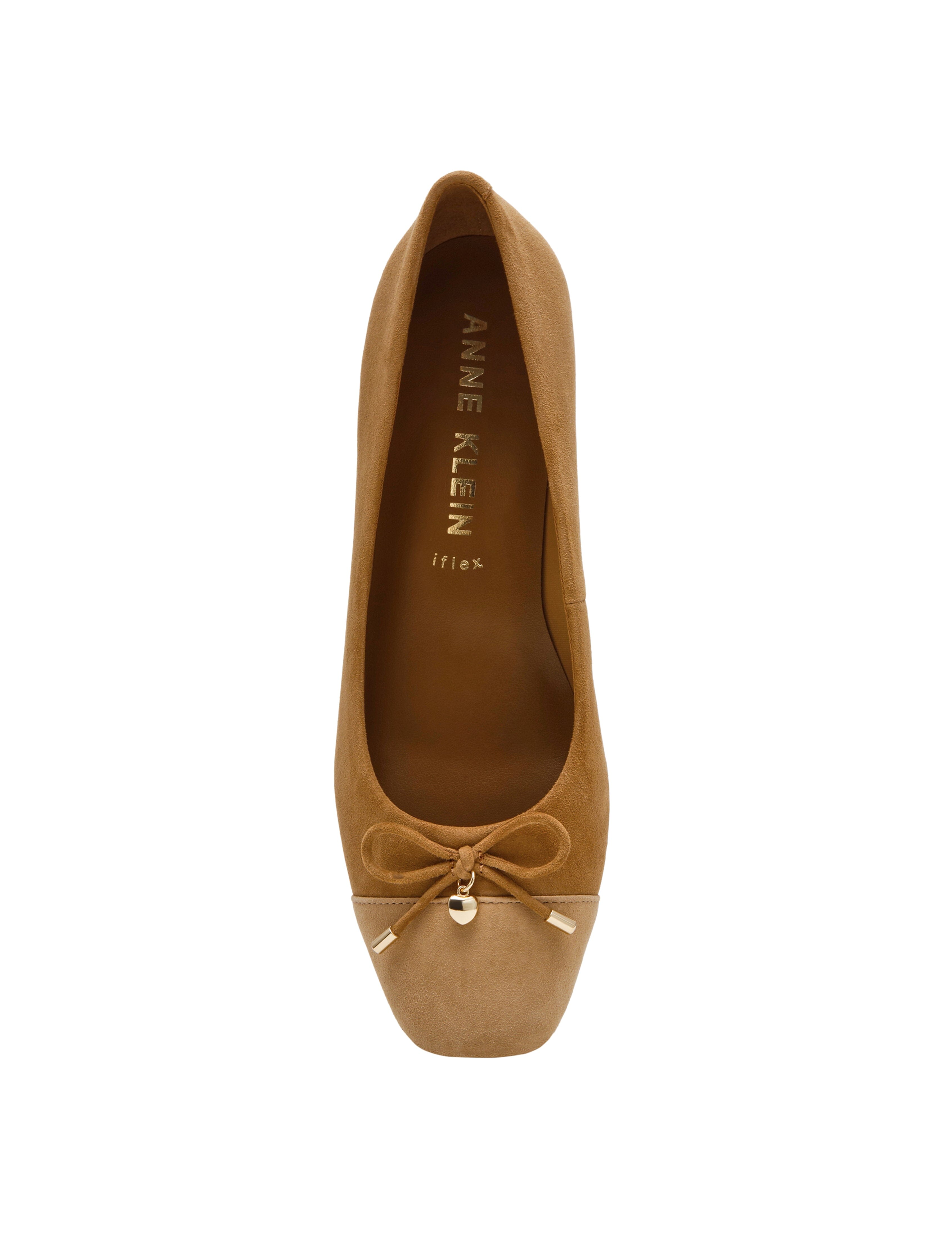Leather Wedge Waiter Shoe in Tan Suede - Anne Klein Tan Suede
