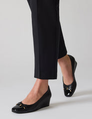 Leather Wedge Waiter Shoe in Black Leather - Anne Klein Black Leather