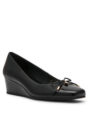 Leather Wedge Waiter Shoe in Black Leather - Anne Klein Black Leather