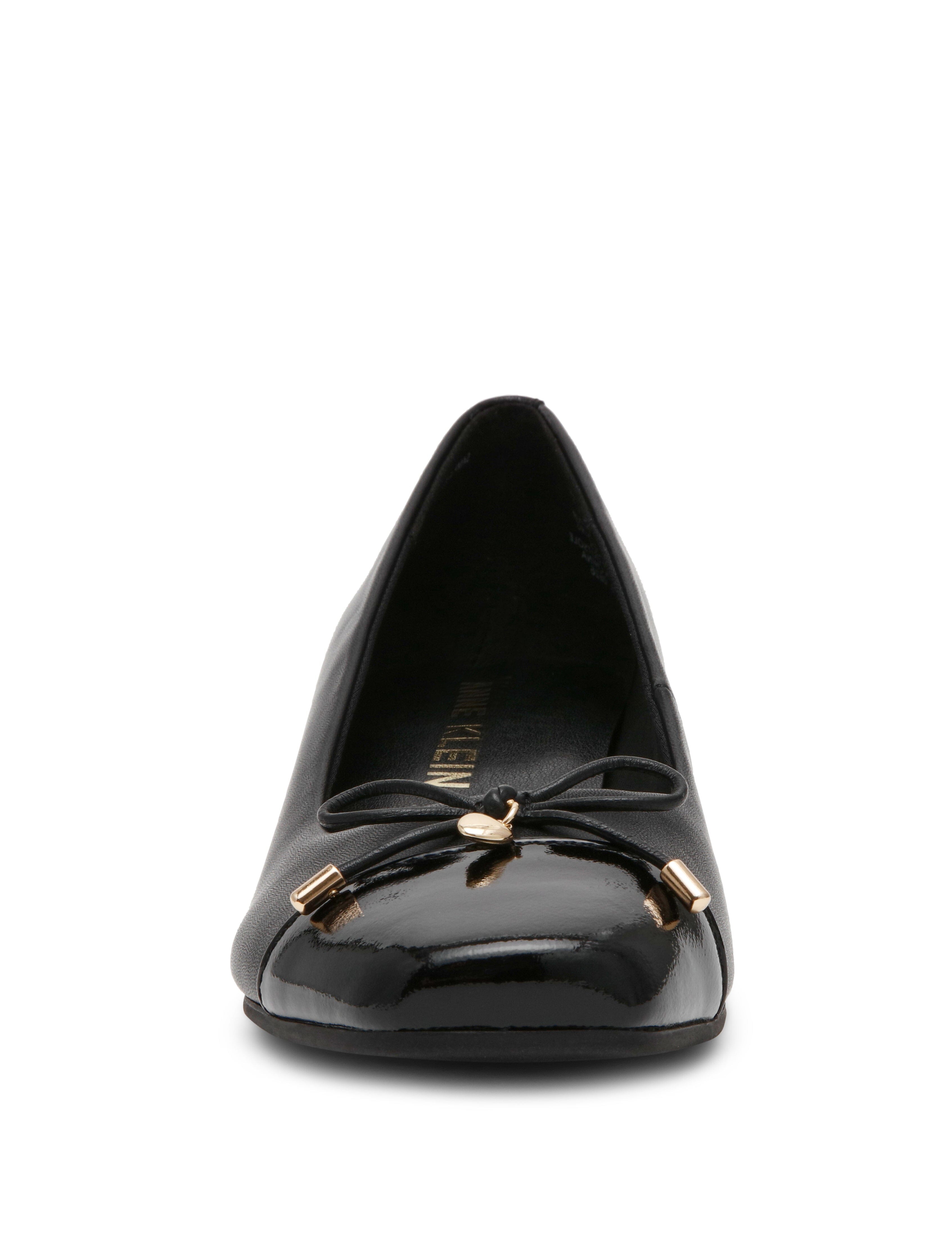 Leather Wedge Waiter Shoe in Black Leather - Anne Klein Black Leather
