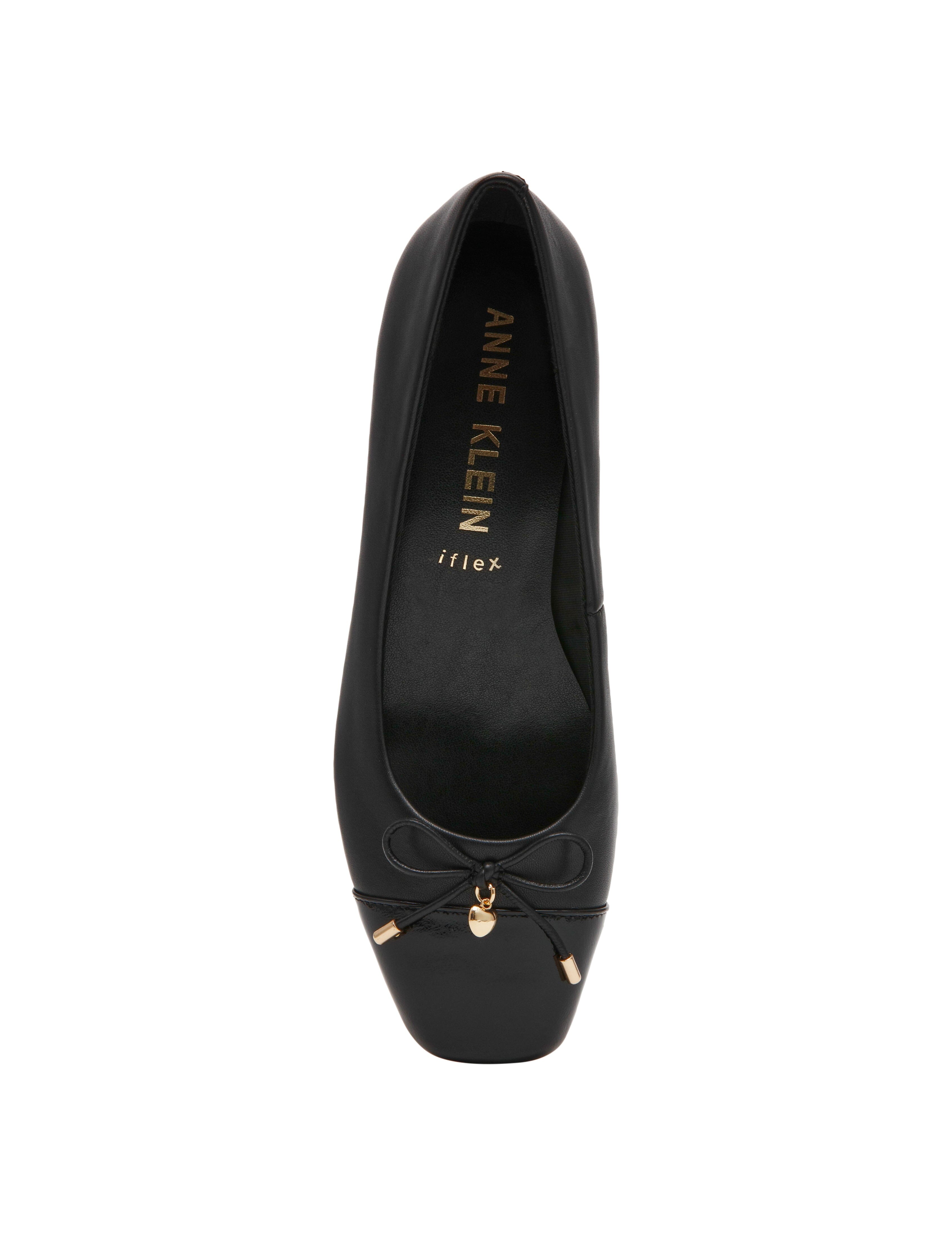 Leather Wedge Waiter Shoe in Black Leather - Anne Klein Black Leather