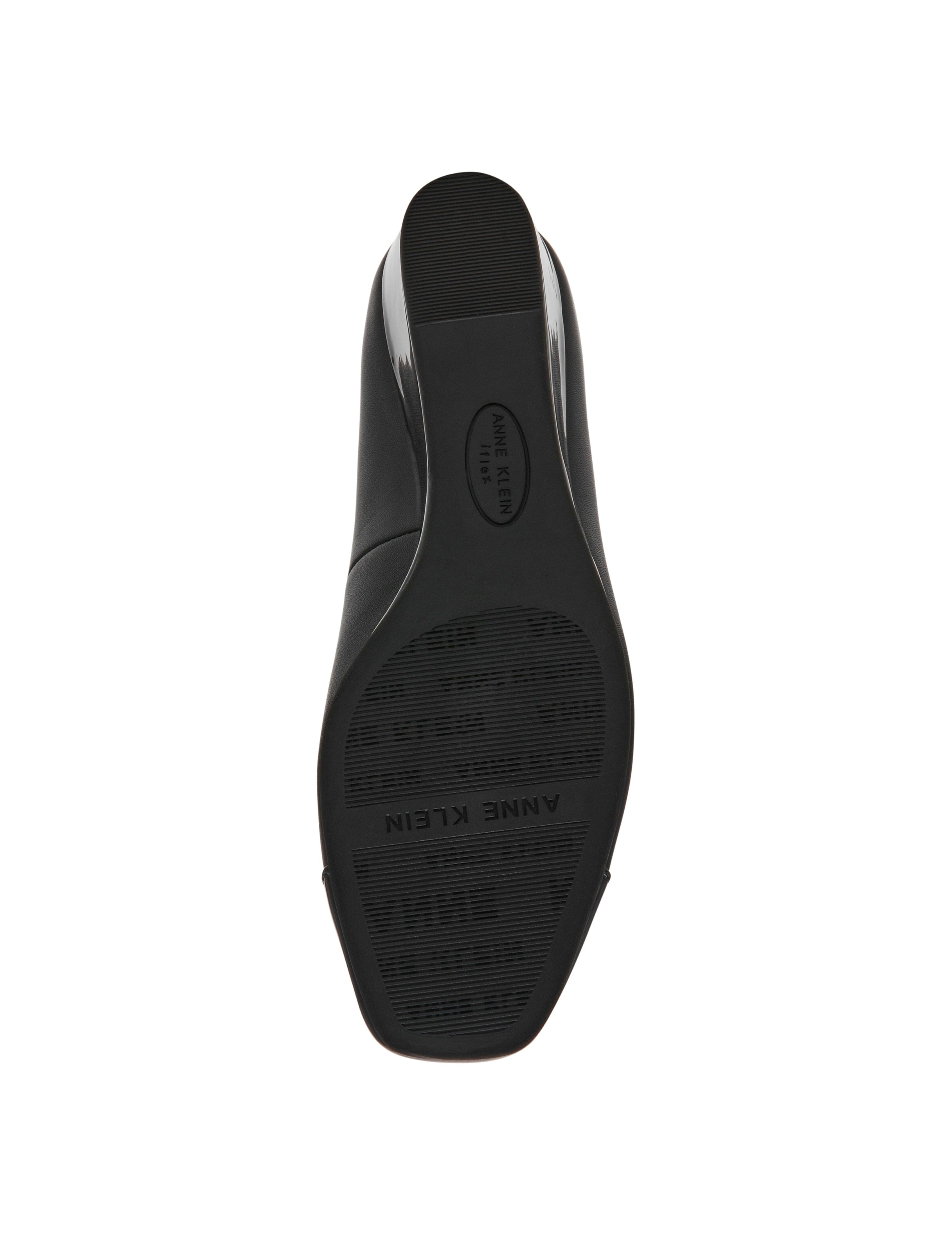 Leather Wedge Waiter Shoe in Black Leather - Anne Klein Black Leather