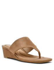 Willing Strappy Flat Sandal in Sand Suede - Anne Klein Sand Suede