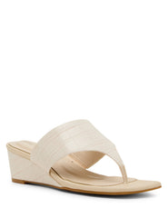 Willing Strappy Flat Sandal in Bone Croc - Anne Klein Bone Croc