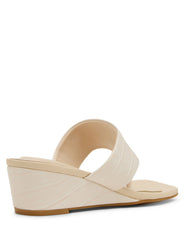 Willing Strappy Flat Sandal in Bone Croc - Anne Klein Bone Croc