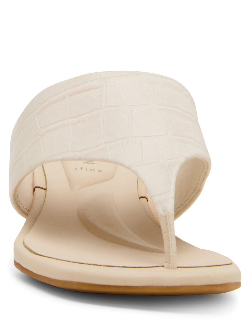 Willing Strappy Flat Sandal in Bone Croc - Anne Klein Bone Croc