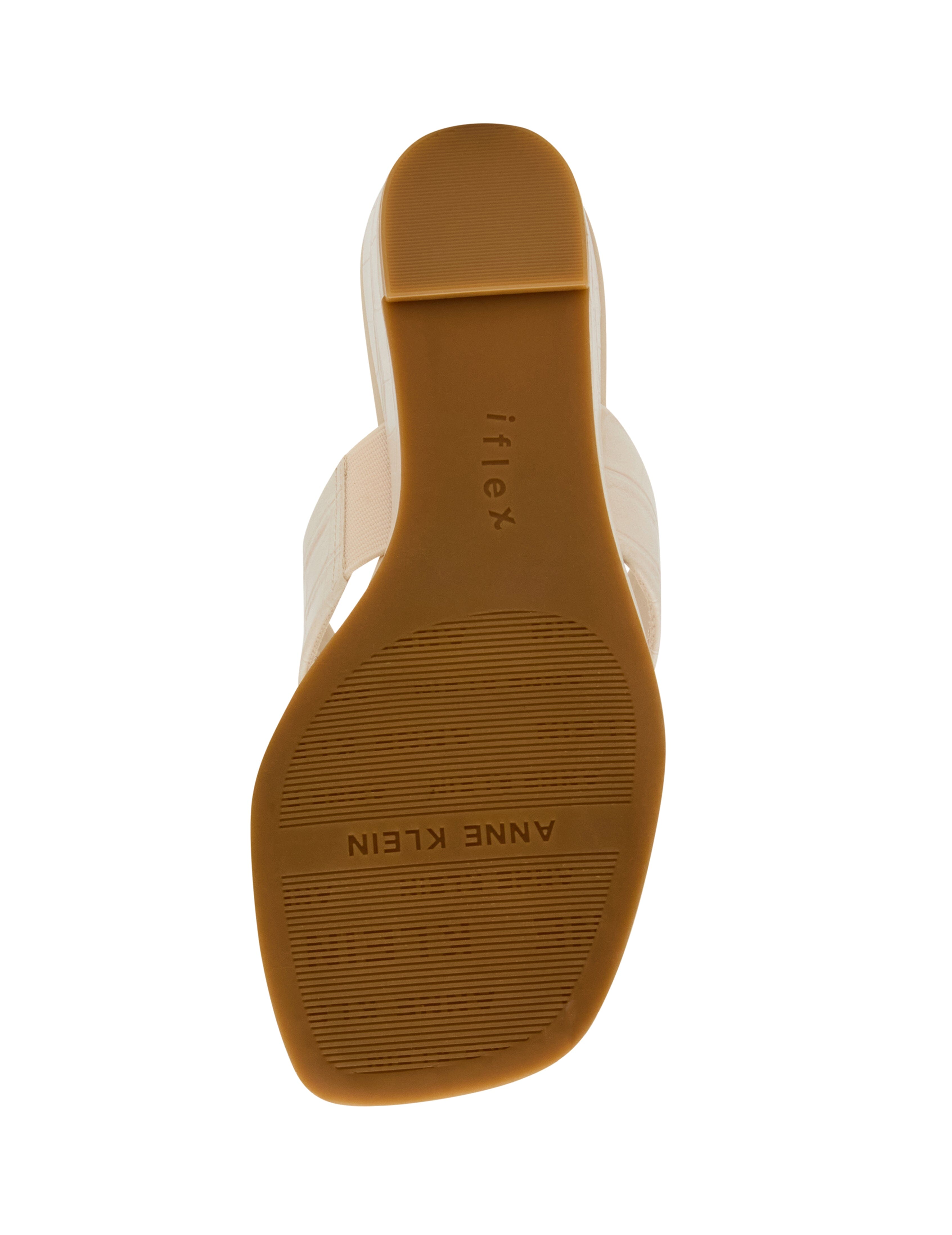 Willing Strappy Flat Sandal in Bone Croc - Anne Klein Bone Croc