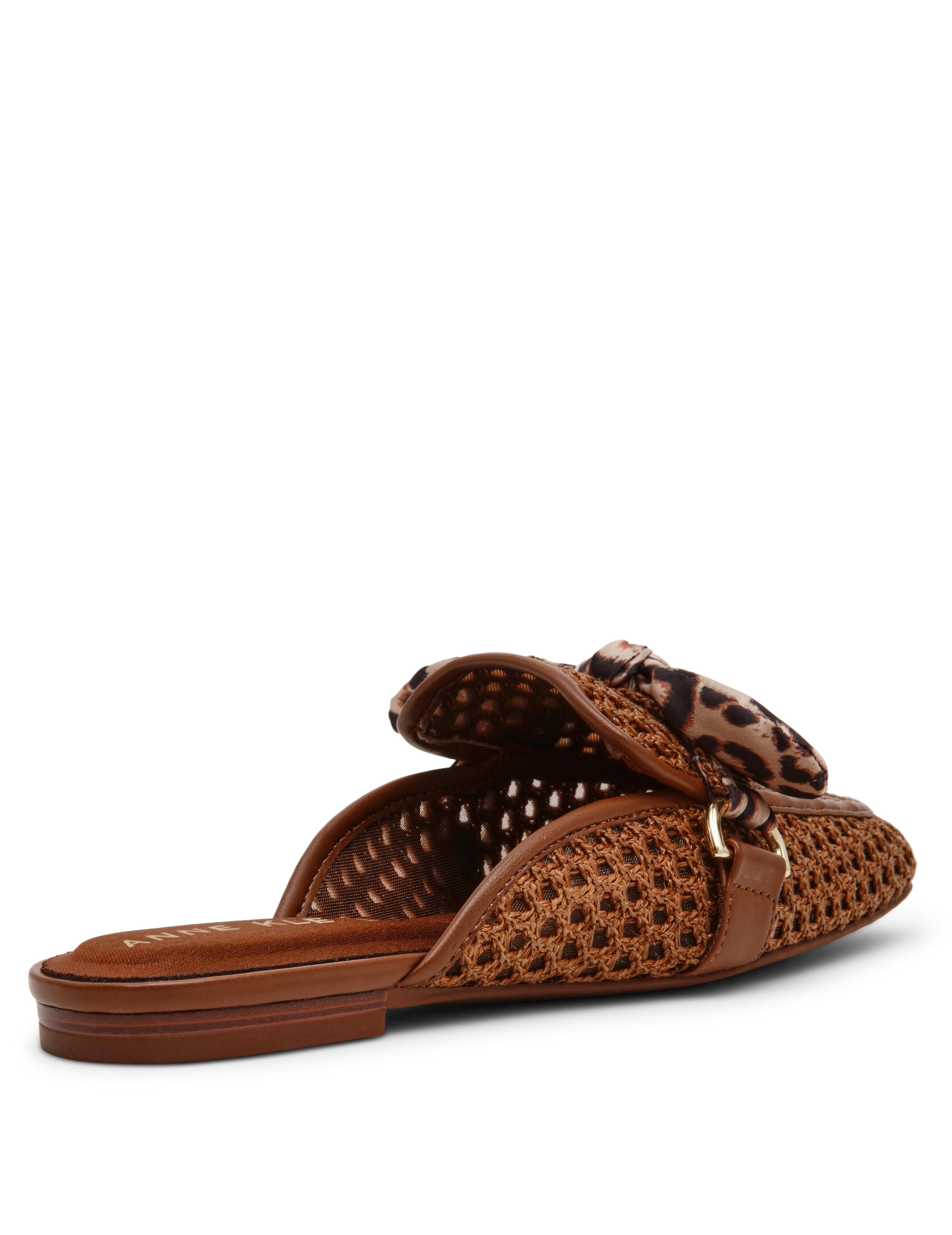 Avery Slip-On Flat Mule - Anne Klein Brown Leopard