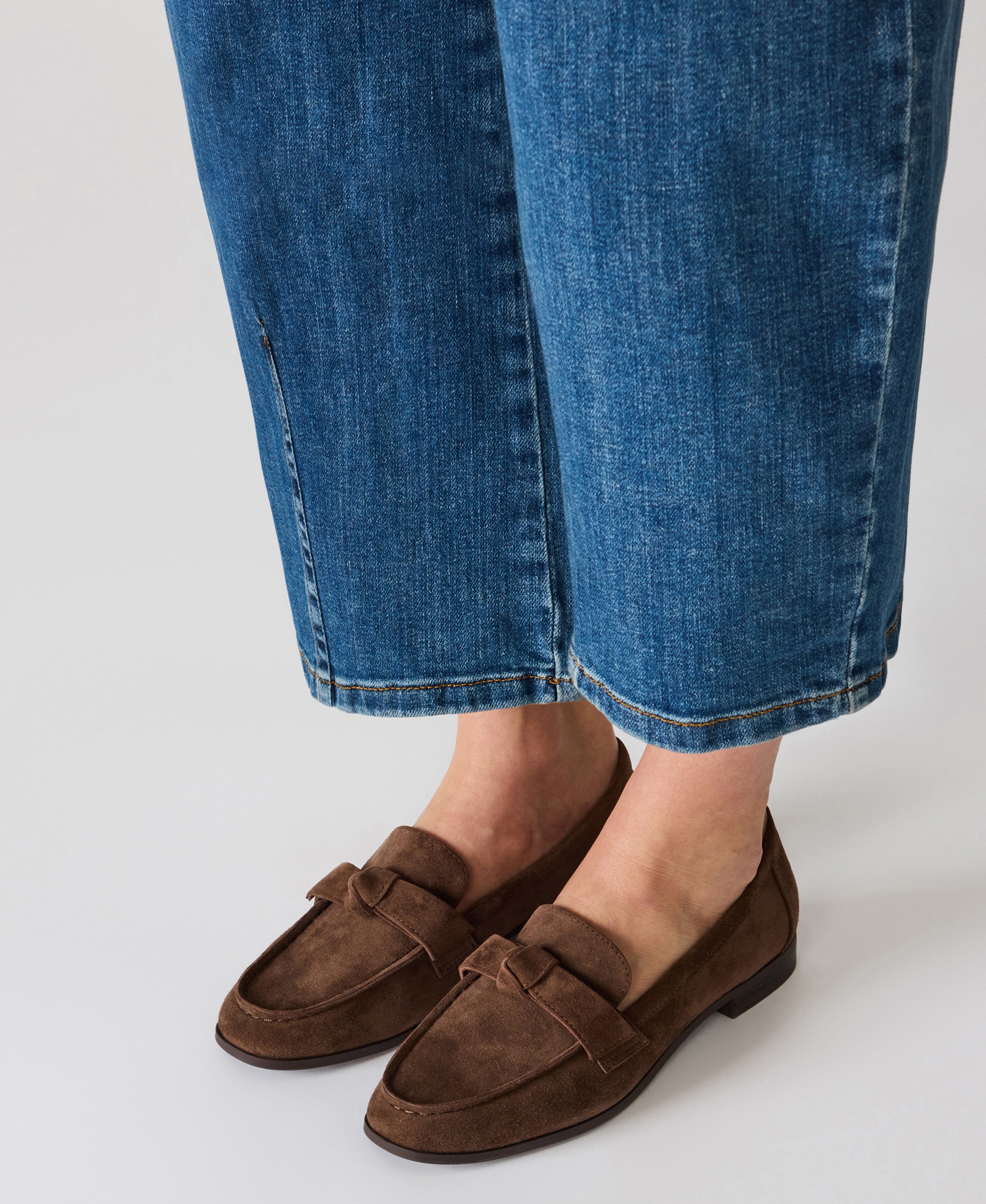 Bowie Slip-On Loafer in Brown Suede - Anne Klein Brown Suede